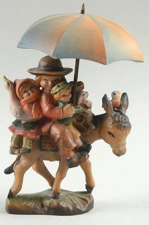 Ferrandiz Wood Figurines 6" Riding Through The Rain - With Box Bx388