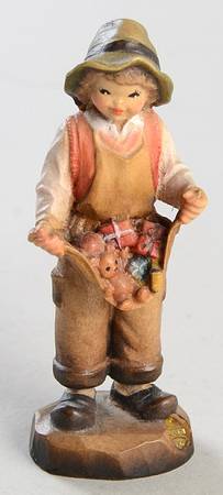 Ferrandiz Wood Figurines 3" Boy Wtih Aprons Of Gifts - Boxed