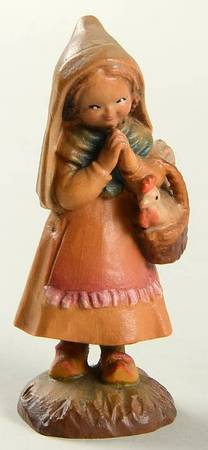 Ferrandiz Wood Figurines 3" Girl With Rooster - Boxed