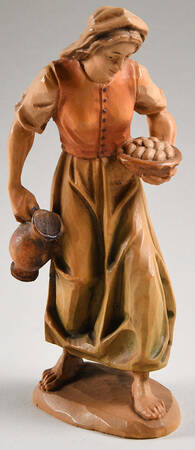 Kuolt 6" Wooden Nativity Figurine Woman With Jug - Boxed