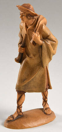 Kuolt 6" Wooden Nativity Figurine Man With Horn - Boxed