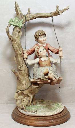 Children Boy & Girl On Swing - Boxed