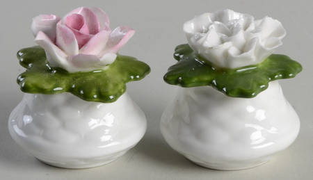 Aynsley Figurines Salt & Pepper Shaker/Pink&White - With Box