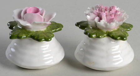 Aynsley Figurines Salt & Pepper Shaker/Pink Flower - With Box 49b