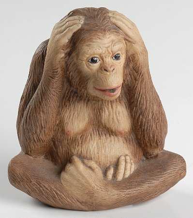 Aynsley Figurines Monkey-Hear No Evil - No Box