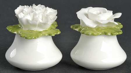 Aynsley Figurines Salt & Pepper Shaker-Flower-White - With Box
