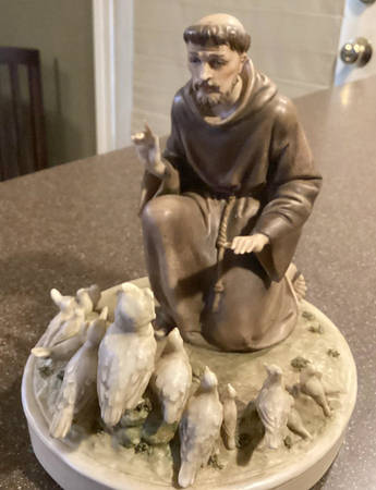 Antonio Borsato Figurines St Francis With Birds-Brown - No Box
