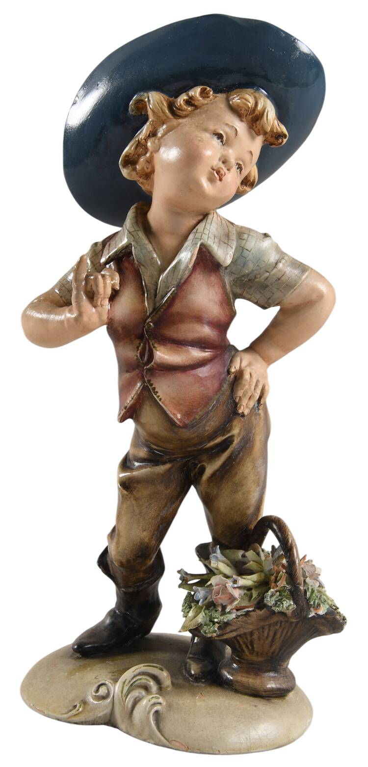 Antonio Borsato Figurines Boy With Hat And Basket  - No Box