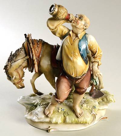 Antonio Borsato Figurines Old Man On Donkey - No Box
