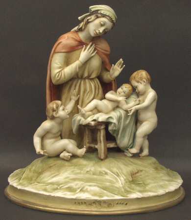 Antonio Borsato Figurines Mary, Child, And Cherubs - No Box