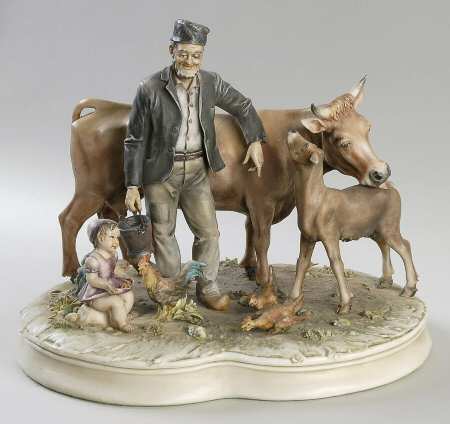 Antonio Borsato Figurines Milking Group With Child - No Box
