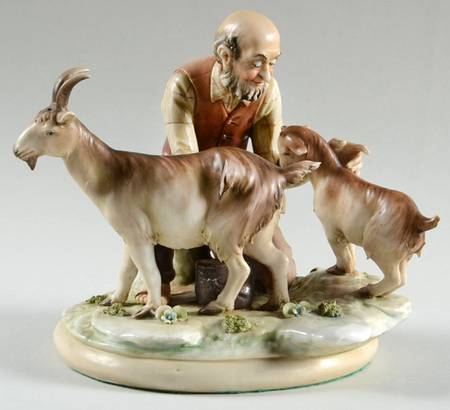 Antonio Borsato Figurines Old Man & Goats - No Box