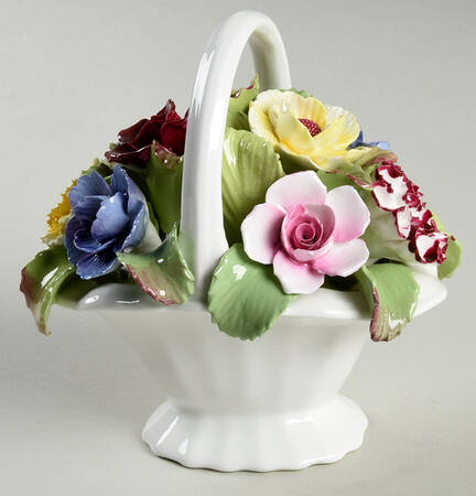 Floral Figurine Basket With Roses&Tulips - Boxed
