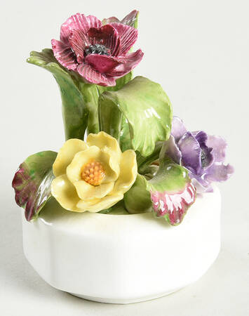 Floral Figurine Flowers In Octagon Pot - No Box
