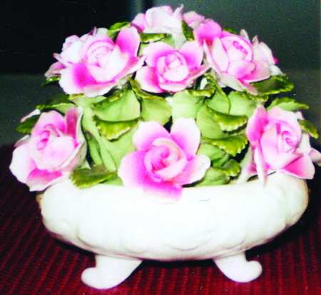 Floral Figurine Georgian Footed Bowl-Large - No Box
