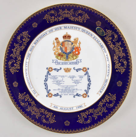 Aynsley Royalty Giftware Queen Mother 90th Birthday Plate - No Box