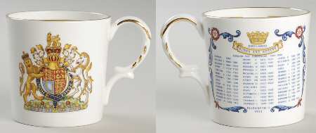 Aynsley Royalty Giftware Elizabeth Ii Silver Jubilee Mug - No Box