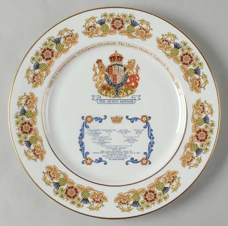 Aynsley Royalty Giftware Queen Mother-80th Birthday Plate - No Box