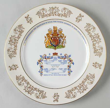 Aynsley Royalty Giftware Prince Andrew & Sarah Wedding Plate - No Box