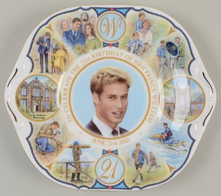 Aynsley Royalty Giftware Prince William 21st Birthday Plate - No Box