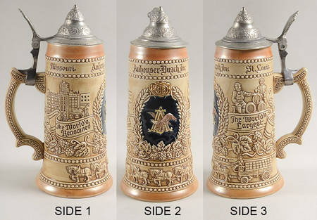 Anheuser Busch Specialty Steins A & Eagle Lidded - No Box