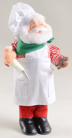 Santa and Mrs Santa Gingerbread Chef Santa With Pastry Bag - No Box