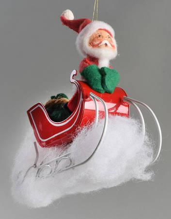 Santa and Mrs Santa Santa In Metal Sleigh - No Box