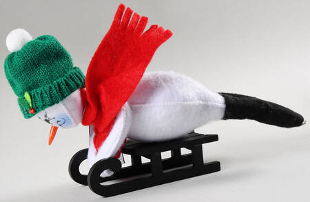 Annalee Christmas Doll Sledding Snowman - Black Sled - No Box
