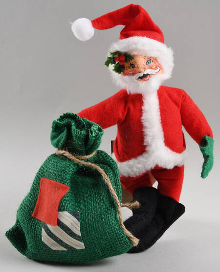 Santa and Mrs Santa Santa With Green Bag - No Box