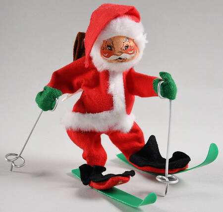 Santa and Mrs Santa Santa With Skis And Poles-Cross Country - No Box