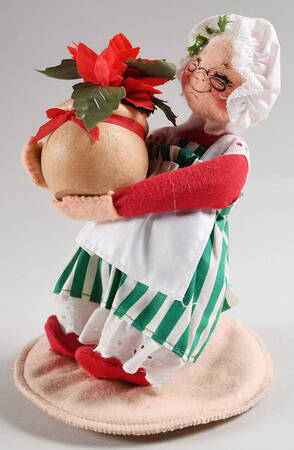 Santa and Mrs Santa Mrs Santa With Poinsettia - No Box