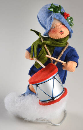 People Christmas Blue Drummer Boy - Silver/Red Drum - No Box
