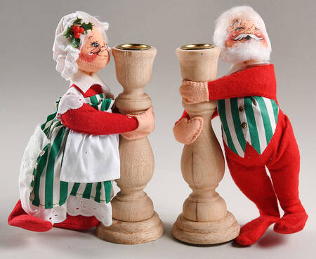 Santa and Mrs Santa Mr & Mrs Santa Candle Holders - No Box