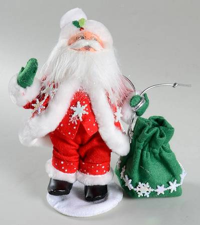 Santa and Mrs Santa Snowflake Santa With Toy Bag - No Box