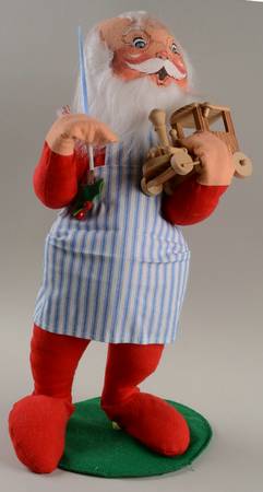 Santa and Mrs Santa Workshop Santa With Wooden Train - No Box