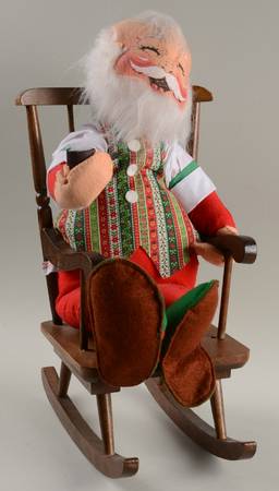Santa and Mrs Santa Santa In Rocking Chair W/Pipe&Slippers - No Box