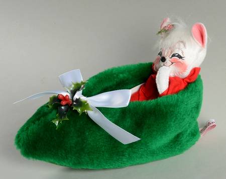 Christmas Mice Mouse In Green Slipper - No Box