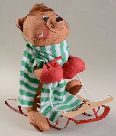 Annalee Christmas Doll Bear On Sled - No Box