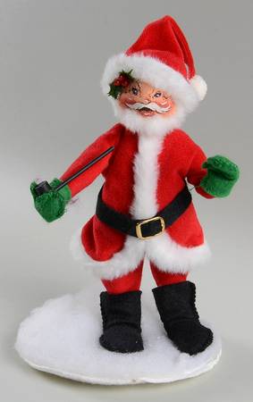 Santa and Mrs Santa Velour Santa With Pipe - No Box