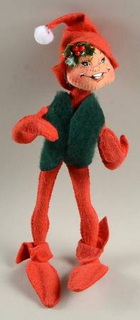 Elves & Gnomes Red Christmas Elf With Green Vest - No Box