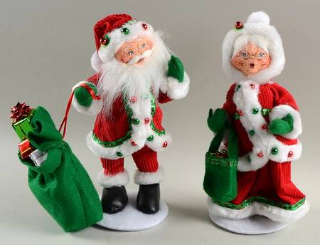 Santa and Mrs Santa Mr & Mrs Ribbon Santa - Pair - No Box