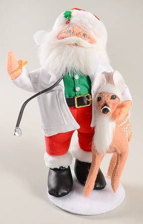 Santa and Mrs Santa Veterinarian Santa With Deer  - No Box 238