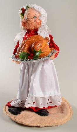 Santa and Mrs Santa Mrs Santa With Tray And Turkey - No Box