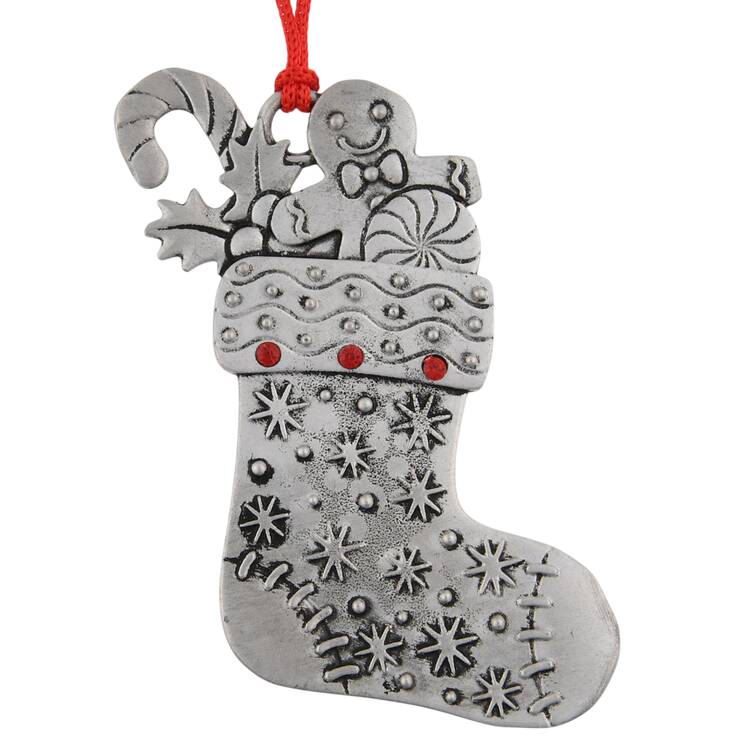 Annual Pewter Ornament Jolly Stocking - Boxed