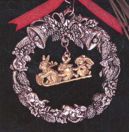 Bunny Ornament Bunnies On A Sled - Boxed