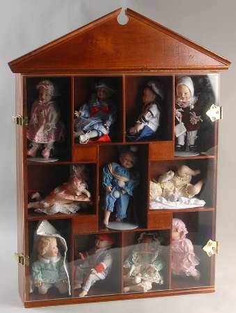 Yolanda's Picture Perfect Babies Miniature Set Of 11 W/ Display Rack-Wood - Boxed