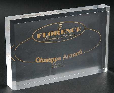 Advertising Signs Armani Original Figurines - Lucite Advertising Sign