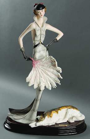 A Santini Sculptures Lady With Russian Wolfhound - No Box