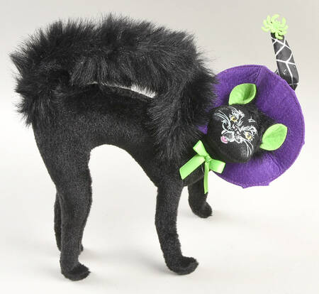 Annalee Halloween Dolls Scared Cat,Spider Web Witch Hat - No Box