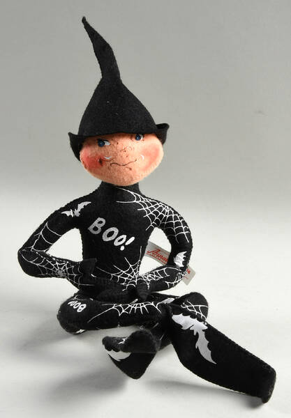 Annalee Halloween Dolls Black Spider Web Elf - No Box